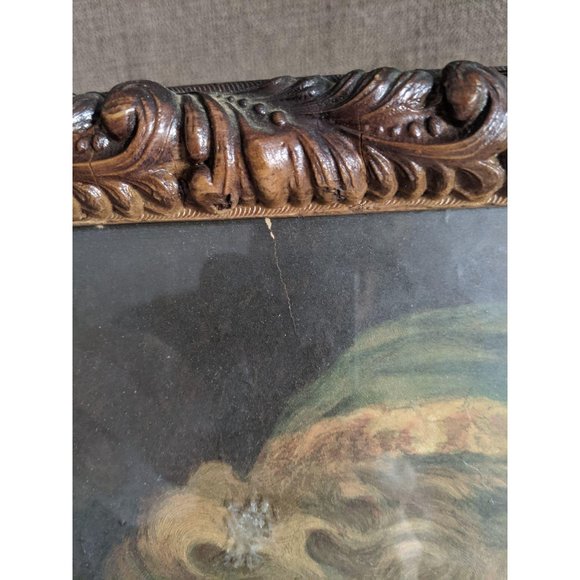 Antique Portrait Print of Oil Painting in Gesso Wo - Picture 5 of 6